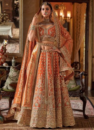 Silk Lehenga Choli In Orange