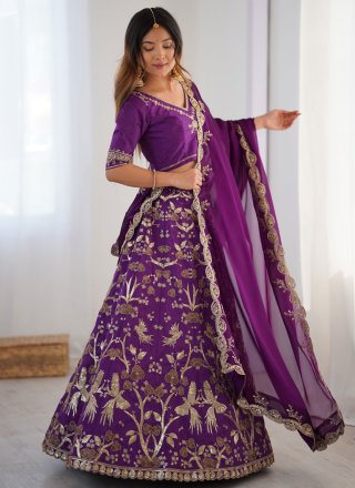 Silk Lehenga Choli In Purple Colour
