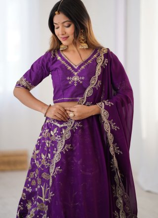 Silk Lehenga Choli In Purple Colour