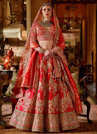Silk Lehenga Choli In Red