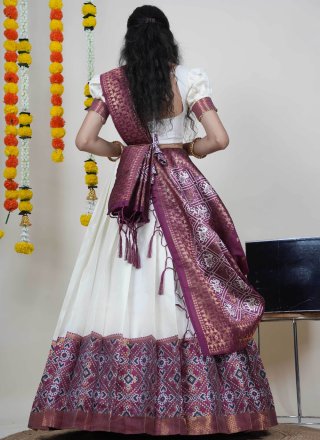 Silk Lehenga Choli In White Color