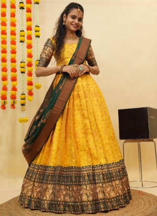 Silk Lehenga Choli In Yellow Color