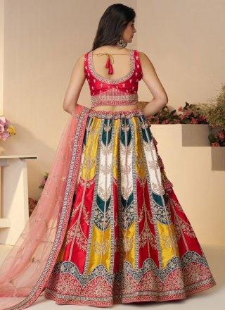 Silk Lehenga Choli with Embroidered, Sequins, Stone, Thread and Zari Work
