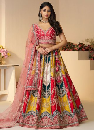 Silk Lehenga Choli with Embroidered, Sequins, Stone, Thread and Zari Work