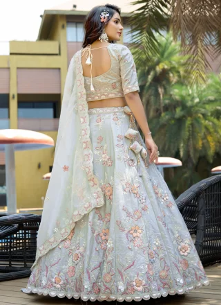 Silk Lehenga Choli with Embroidered, Sequins, Stone, Thread and Zari Work