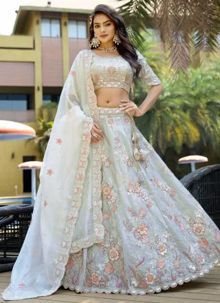 Silk Lehenga Choli with Embroidered, Sequins, Stone, Thread and Zari Work