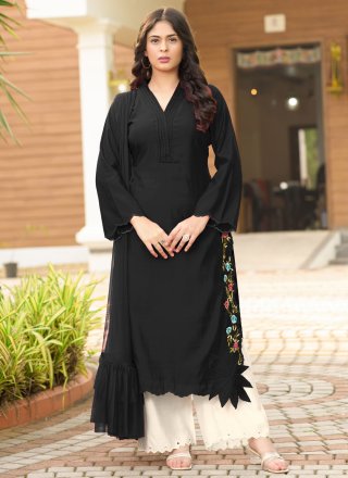 Silk Palazzo Salwar Suit In Black