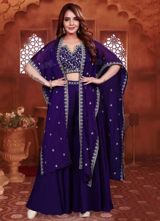 Silk Palazzo Salwar Suit In Purple