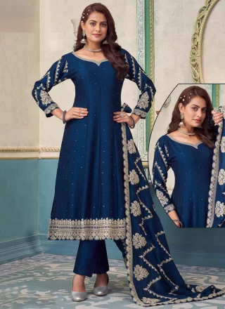 Silk Pant Style Suit with Zari Work