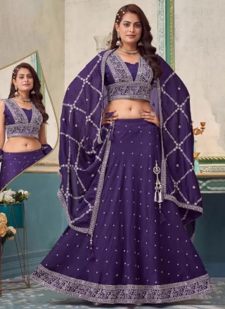 Silk Readymade Lehenga Choli In Purple Color