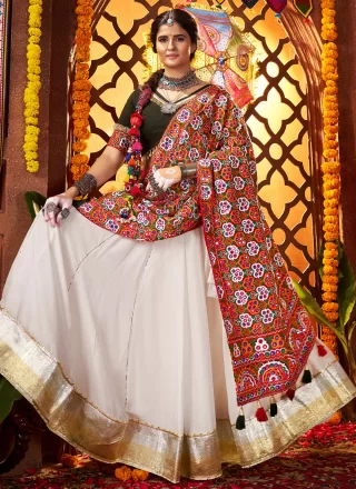 Silk Readymade Lehenga Choli In White Colour