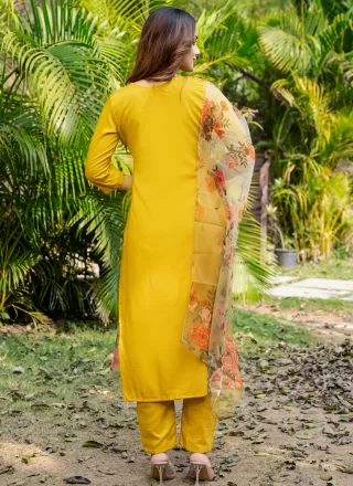 Silk Readymade Salwar Suit In Yellow Colour
