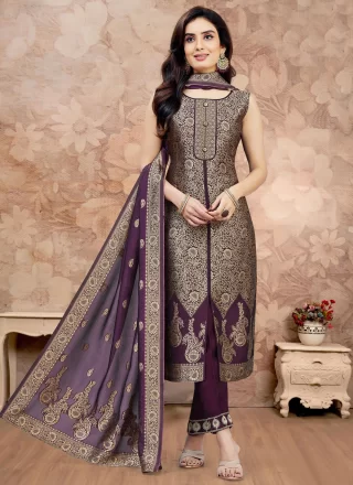 Silk Readymade Salwar Suit with Jacquard Work
