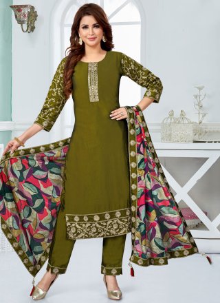 Silk Readymade Style In Green Color