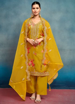 Silk Readymade Style In Mustard Color