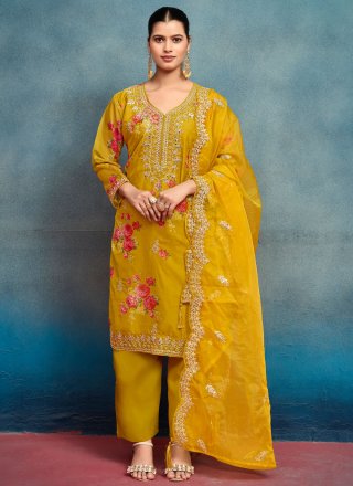 Silk Readymade Style In Mustard Color