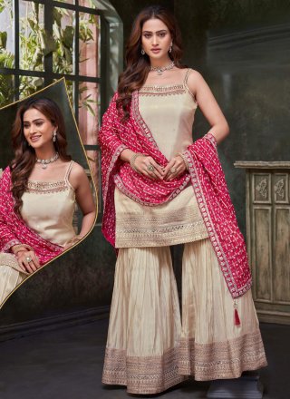 Silk Readymade Style In Off White Color