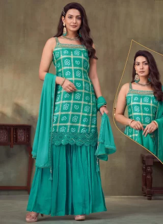 Silk Readymade Style In Turquoise Color