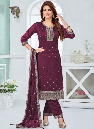 Silk Readymade Style with Embroidered Work