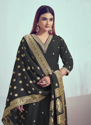 Silk Salwar Suit In Black