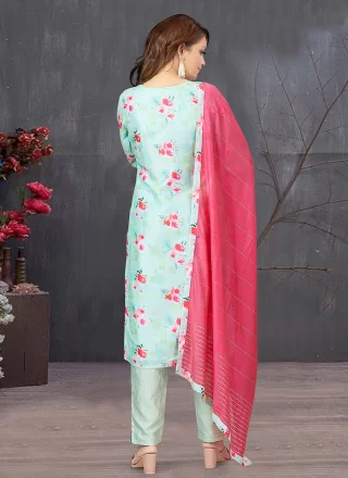 Silk Salwar Suit with Embroidered and Print Work