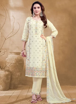 Silk Salwar Suit with Embroidered and Zari Work