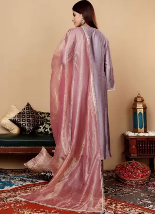 Silk Salwar Suit with Patch Border Work
