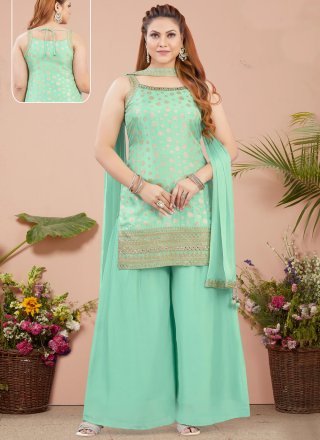 Silk Salwar Suit with Weaving Work
