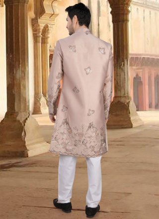 Silk Sherwani Mens Wear In Pink and Rust