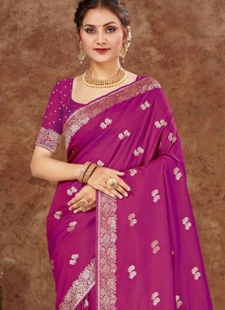 Silk Traditional Saree In Purple Colour