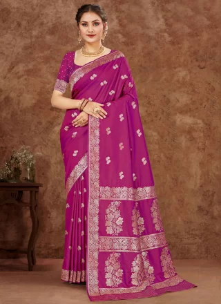 Silk Traditional Saree In Purple Colour