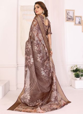Silk Trendy Saree In Brown Color