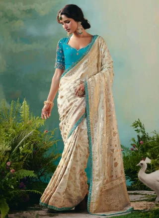 Silk Trendy Saree In Cream