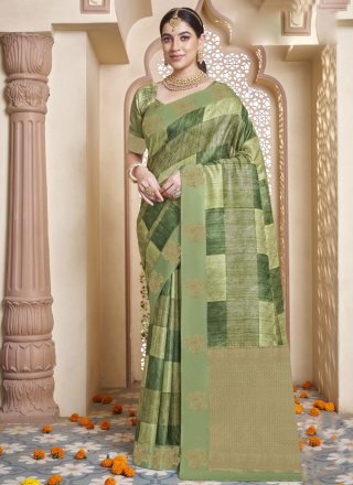 Silk Trendy Saree In Green Colour