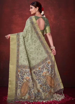 Silk Trendy Saree In Green Colour