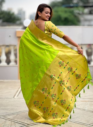 Silk Trendy Saree In Green Colour