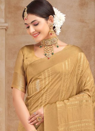 Silk Trendy Saree In Khaki Color