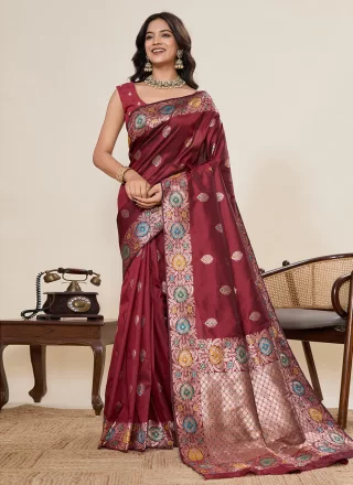 Silk Trendy Saree In Maroon