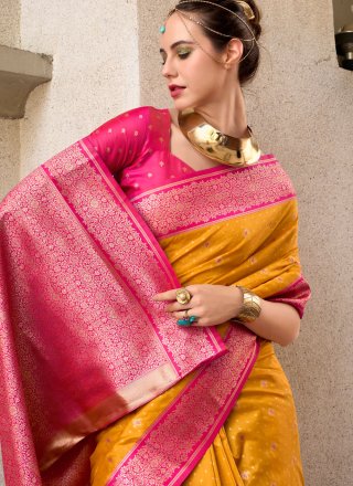Silk Trendy Saree In Mustard