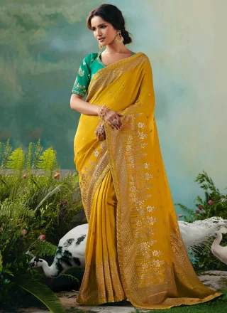Silk Trendy Saree In Mustard