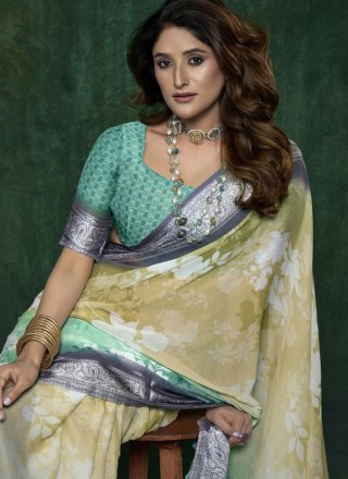Silk Trendy Saree In Yellow Color