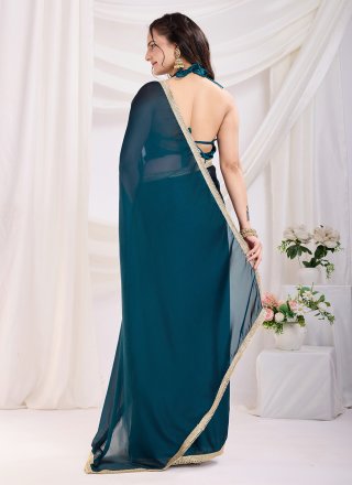 Silk Trendy Saree with Patch Border and Lace Work