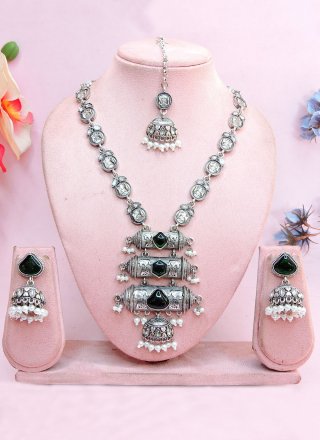 Silver Moti Work Necklace Set