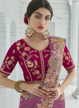 Simplistic Purple Georgette Contemporary Sari