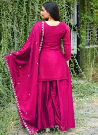 Snazzy Magenta Chinon Sharara Set