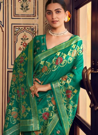 Snazzy Teal Silk Traditional Saree