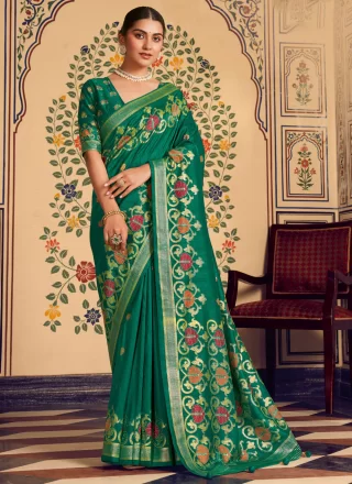 Snazzy Teal Silk Traditional Saree