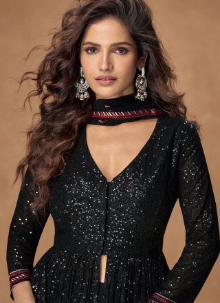 Sonorous Black Georgette Salwar Suit