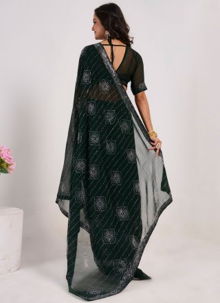 Sorcerous Black Georgette Different Style Saree