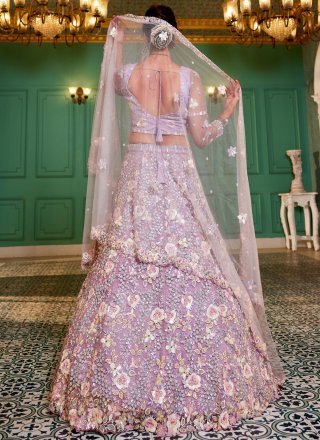 Sparkling Mauve Satin Lehenga Choli